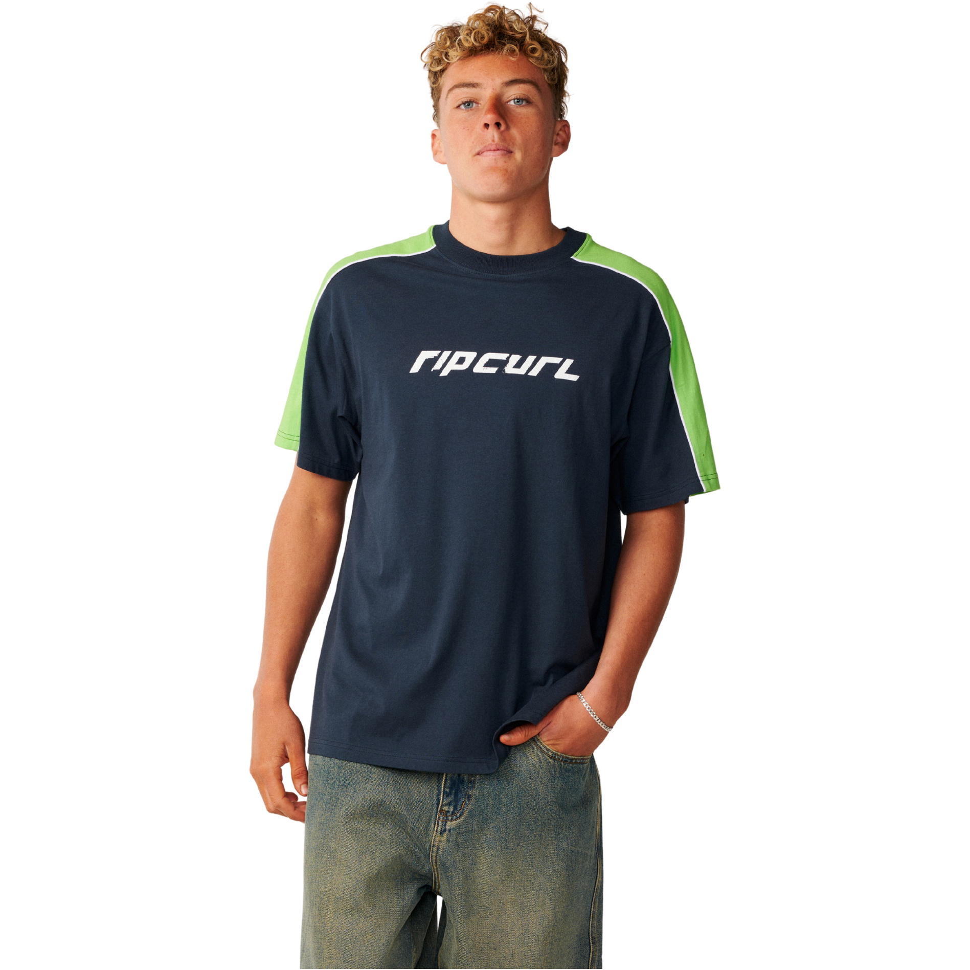 2026 Rip Curl Heren Archief Bovenste Paneel T-Shirt 129MTE - Dark Navy